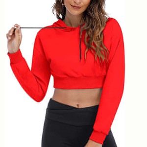 Sudaderas informales transpirables de algodón/Bambú de lona con capucha de manga larga para mujer de Color sólido diseño personalizado hecho en fábrica con estilo caliente - Product Image 1