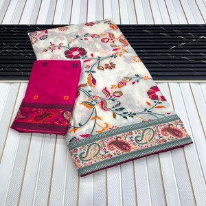 Puro y suave Rajwadi Pashmina tejido de seda Saree lujoso atuendo étnico para colecciones de ropa nupcial, festiva y de fiesta - Product Image 1