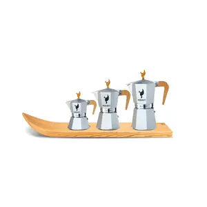 Set Tirol Coffee Moka Pot Aluminum Espresso Coffee Maker Plastic Handle 3 -6- 9 Cups Heat Resistant Tools Accessories And Try