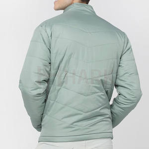 Nouveau style veste bouffante à la mode pleine fermeture éclair lettres imprimées poches welted col montant couleur unie coupe régulière utiliser marque privée - Product Image 3