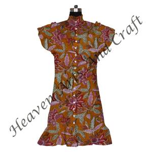 Robe colorée pour femmes décontracté été Midi cou taille libre Style indien tenue décontracté belle main bloc imprimé coton tunique - Product Image 6