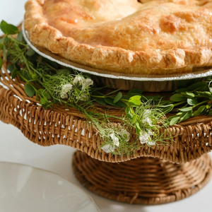 Soporte de pastel de mimbre Hecho a mano Ratán natural | Soporte de pastel con borde festoneado | Bandeja de pastel - Product Image 6