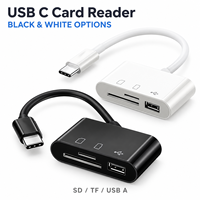 Lecteur de cartes USB C SD TF 3 en 1, adaptateur OTG avec câble court pour smartphone, ordinateur portable, ordinateur de bureau, transfert de fichiers