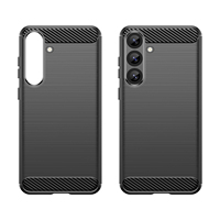 Coque de téléphone de haute qualité, légère, en TPU brossé, peinte aux UV, anti-chute, motif en fibre de carbone, couleur unie, pour S25/S24/S23/S22