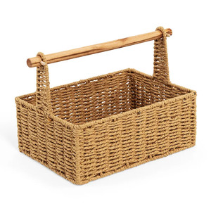 Hot Choice Best Selling Top Quality Handicraft <b>Rectangular</b> Rarge <b>Basket</b> with Wood Handle Best Quality Natural Eco-friendly - Product Image 5