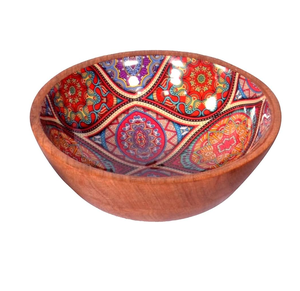 Atractivo diseño esmalte impreso pared de madera cuenco decorativo hecho a mano personalizado buena calidad diseño creativo - Product Image 1
