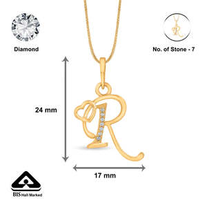 Colgante chapado en oro con letra R adornada con tachuelas - Product Image 6