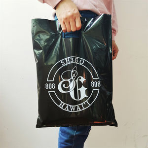 Prix d'usine Sacs à poignée découpée avec logo de conception personnalisée avec gravure Sacs à provisions HDPE recyclables pour supermarché - Product Image 4