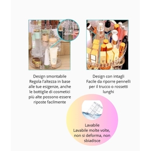 กล่องเก็บเครื่องสำอางอะคริลิคใสแบบหมุนได้ 360 องศา ความจุขนาดใหญ่ ปรับระดับได้ 6 ระดับ พร้อมดีไซน์สวยงาม - Product Image 4