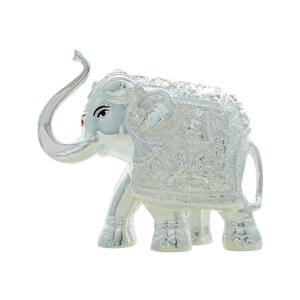 Elegante Figura de Elefante de Metal Vastu, Trompa Ascendente, Plateado, Pulido, Acabado Antiguo 3D, Moderno y Tradicional - Product Image 4