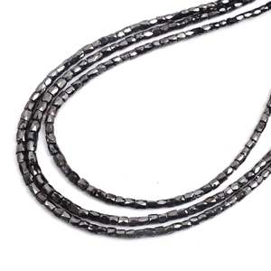 Cuentas de Diamante Negro Natural de 1.5-3MM, Cuentas Facetadas en Forma de Tubo - Product Image 1