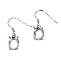 Haute qualité fait à la main 5x7MM-7x9MM forme ovale solide 925 argent Sterling boucle d'oreille pince blanc broche réglage pour la fabrication de bijoux