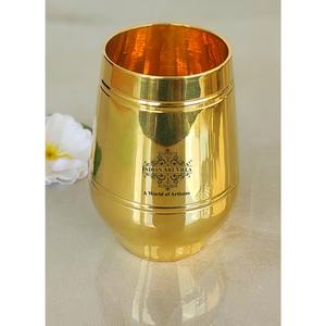 Indian Art Villa Pure Brass Plain Designer Shine Finish <b>Glass</b> Tumbler, 350 ML - <b>Drinkware</b> & Serveware - Product Image 2
