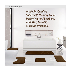 Premium Quality Soft Modern Non-slip Bottom Different Color <b>Toilet</b> Bath Floor Mat Rug 5 Pieces Bathroom <b>Carpet</b> Set - Product Image 1