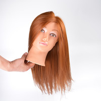 Tête de mannequin en cheveux synthétiques en gros avec cheveux en fibre