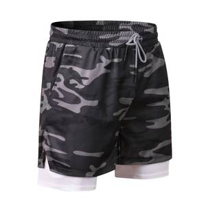 กางเกงขาสั้นวิ่ง2 in 1 5นิ้วสำหรับผู้ชายกางเกงขาสั้นผ้าฝ้ายสำหรับออกกำลังกาย100% พิมพ์โลโก้ได้ตามต้องการ - Product Image 3