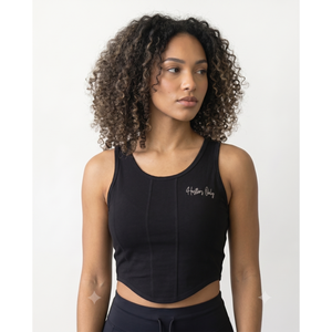 M FITNESS Black <b>Knitted</b> <b>Tank</b> <b>Top</b> for <b>Women</b> Summer Club Wear Breathable Eco-Friendly Spandex/Polyester Casual One Size - Product Image 1