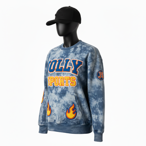 Sudadera para Mujer, Resistente al Desgaste, 320 GSM, Felpa de Algodón Grueso, Azul Vintage, Lavado Ácido, Corte Holgado, Logotipo Personalizado, Sudaderas Básicas para Mujer - Product Image 4