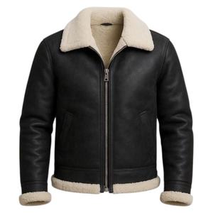 Blouson aviateur en cuir vintage pour homme, sur mesure, design matelassé d'hiver, doublure en fourrure, fermeture éclair, OEM personnalisé - Product Image 3