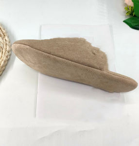 Jute Tissu Moderne Minimaliste Invité Pantoufles Doux Corail Polaire Doublure Antidérapant Semelle En Caoutchouc Tissé Techniques Réglable Lavable - Product Image 5