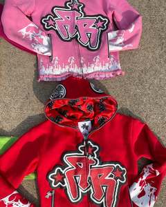 Y2K สเวตเชิ้ตมีฮู้ดซิปสีดำสำหรับผู้ชายทรงโอเวอร์ไซส์แบบมีตัวอักษรโฟมแบบออกแบบได้ตามต้องการสำหรับฤดูใบไม้ร่วง - Product Image 5