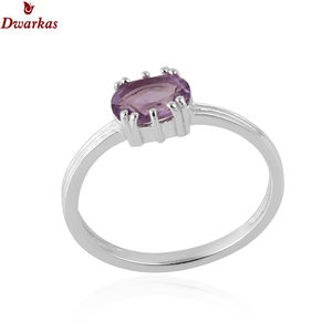 Bague classique en argent sterling 925 avec pierre précieuse améthyste naturelle pour unisexe, mariage, fête, anniversaire, cadeau en gros - Product Image 1