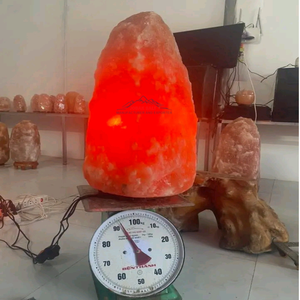 Lampe de sel rose de l'Himalaya en gros, grande taille, avec base en bois, technique de sculpture naturelle Feng Shui, en stock, provenance du Pakistan - Product Image 2