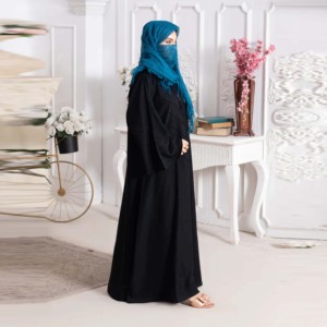 Qualité supérieure sur mesure modeste droite musulmane dames Abaya-couleur unie écologique en mousseline de soie tissu à manches longues nouveauté - Product Image 2