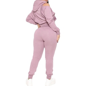 ชุดเซ็ตเสื้อฮู้ดดี้แขนยาวและกางเกงจ็อกเกอร์ผ้าฟลีซเนื้อหนาปานกลางสำหรับฤดูใบไม้ร่วงและฤดูหนาวแบบเรียบง่าย - Product Image 3