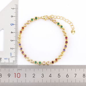 QIKU Top Quality Elegant Colorful Round Rhinestone Bracelets Women Copper Zircon Fashion Crystal Tennis Bracelet <strong>Jewelry</strong> - Product Image 6