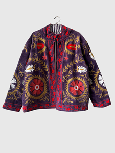 Veste en velours brodée florale à manches longues, taille plus, col mandarin, vêtements d'automne pour femmes - Product Image 1