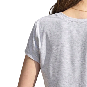 Camiseta Casual de Manga Corta para Mujer, Cuello Redondo, Algodón Suave, Tejido Slub, Top Básico, Uso Diario de Verano, Detalles de Lazo, Corte Ajustado, a la Moda - Product Image 4
