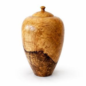 Urne funéraire en bois sculpté à la main, en bois massif naturel, pour cendres, souvenir, décoration funéraire, urne adulte - Product Image 4