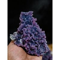 Spécimen d'agate raisin violette de qualité supérieure, grappe minérale cristalline botryoïdale naturelle, pierre de guérison, pièce de collection pour présentation