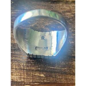 Trevor Jack Lapis & Sterling <b>Silver</b> Fashion <b>Ring</b> 12.75 Size Inlaid with Princess Cut Diamond Trendy Style Rhodium Plated 18K - Product Image 5