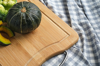 Planche à découper en bambou pour la cuisine avec poignée, plateau en bois pour fruits et aliments, pour couper le steak et le pain