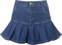 Jupe en jean décontractée pour femme, taille haute, longueur genou, boutonnée, design personnalisé, en coton lavé 100%, collection été - Grande Vente