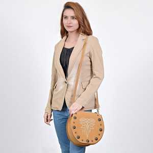 Nouveau design de sac à bandoulière Concho en cuir suédé sac à bandoulière en cuir suédé sac de conception cousu au prix de gros - Product Image 3