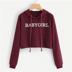 Vente en gros, sweats à capuche courts blancs pour femmes, sweat à capuche en coton avec logo personnalisé - Product Image 5