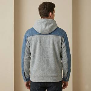 Ventes en gros de sweats à capuche en jean gris en molleton uni teinté en coton 100% personnalisés pour l'automne et l'hiver, streetwear décontracté pour hommes - Product Image 2