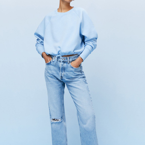 Custom High Quality <b>Sweatshirt</b> <b>Women</b> Girls Casual <b>Long</b> Sleeve Short <b>Sweatshirt</b> Top Blouse Sweats - Product Image 3