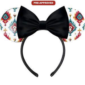 Diadema de vinilo con orejas de ratón y lazo, diseño Cottagecore, hecha a medida, ajuste universal, accesorio para el cabello, pedido de fábrica personalizado - Product Image 1