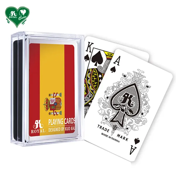 Kustom bendera Spanyol negara nasional plastik kartu bermain kartu Poker