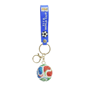 Portachiavi in lega leggera con PVC, design pallone da calcio Coppa del Mondo, simpatico stile cartone animato anime, stampato serigrafato - Product Image 2