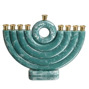 <b>Rose</b> <b>Gold</b> Menorah for Hanukkah with White Candles Modern Elegant Candle Holder for Jewish Holiday <b>Decor</b> - Product Image 2