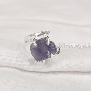 Bijoux en pierre brute bague pour femme tanzanite naturelle pierre précieuse brute décembre pierre de naissance croix bague en argent sterling 925 - Product Image 1