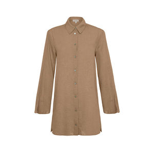 Ladies Casual <b>Linen</b> Blouse-Relaxed Fit Stand Collar Embroidered Vintage Short <b>Top</b> - Product Image 1