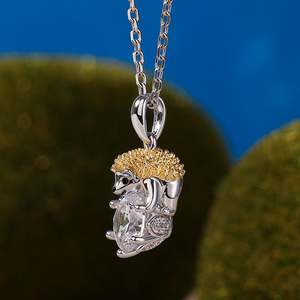 Jeulia Hug Me Prickly <b>Cutie</b> Hedgehog Round <b>Cut</b> Sterling Silver Necklace - Product Image 5