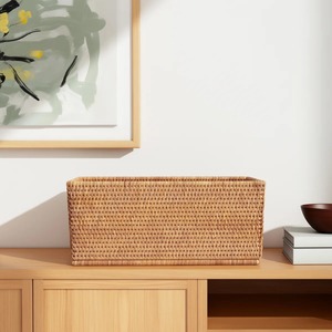 Cesta rectangular simple de ratán en colores personalizados, cesta de almacenamiento hecha a mano, venta al por mayor, ecológica, hecha en Vietnam - Product Image 3