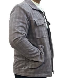 Haute qualité Vintage hommes veste d'hiver violet foncé daim tissu Logo personnalisé épais chaud manteaux fermeture éclair à la mode pour l'extérieur - Product Image 4